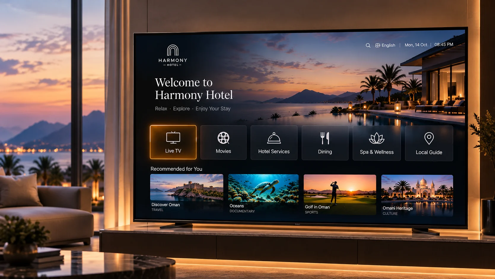 Luxury hotel IPTV welcome screen